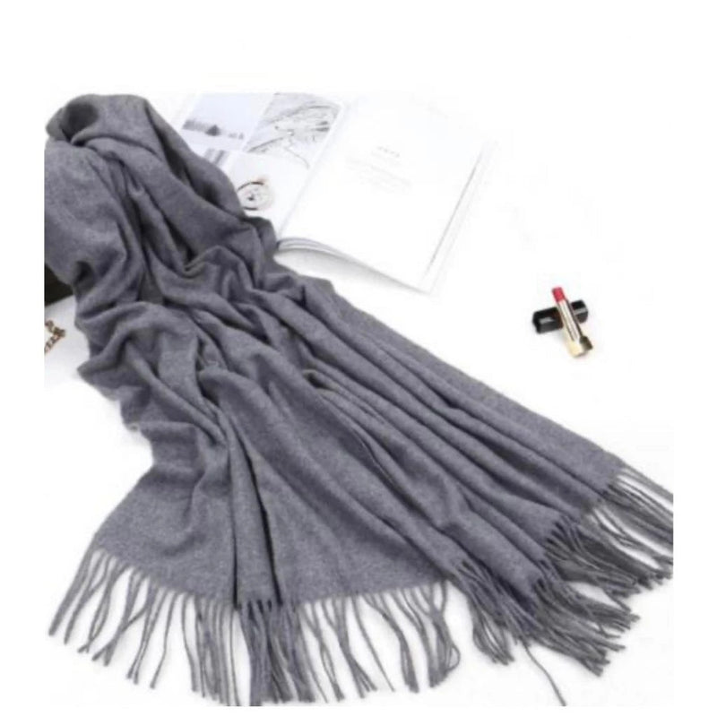 Cachecol Pashmina Unissex Liso 130g com Franjas