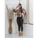 Calça Legging Skinny Feminina de Couro Flanelada