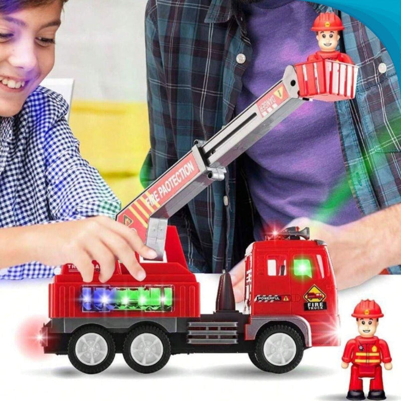 Caminhão de Bombeiro Brinquedo Infantil – Luzes 4D, Sirene Realista e Movimento Bate e Volta
