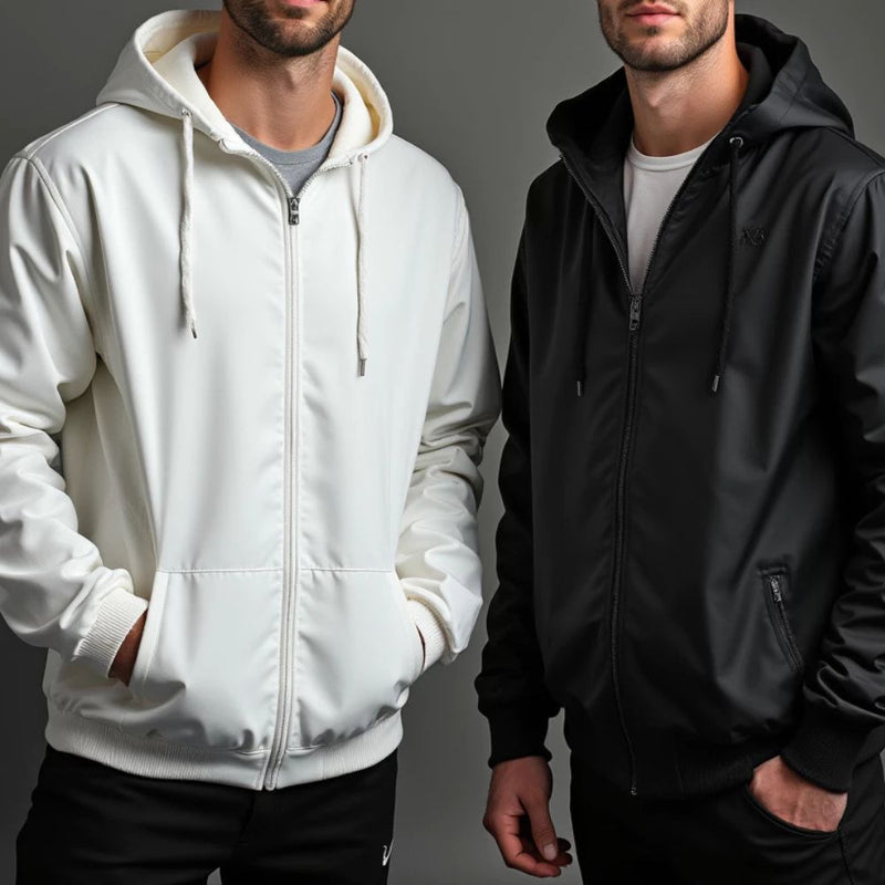 Jaqueta Masculina Corta Vento Forrada com Capuz e Zíper