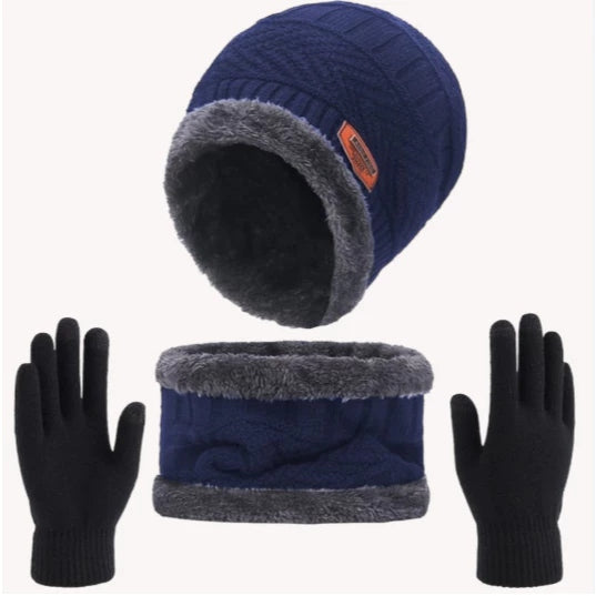 Kit Inverno Unissex Touca de Frio com Gola Forrada e Luva