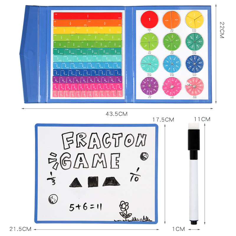 Livro Magnético Educativo de Frações Montessori – Aprendizagem Matemática com Peças Destacáveis