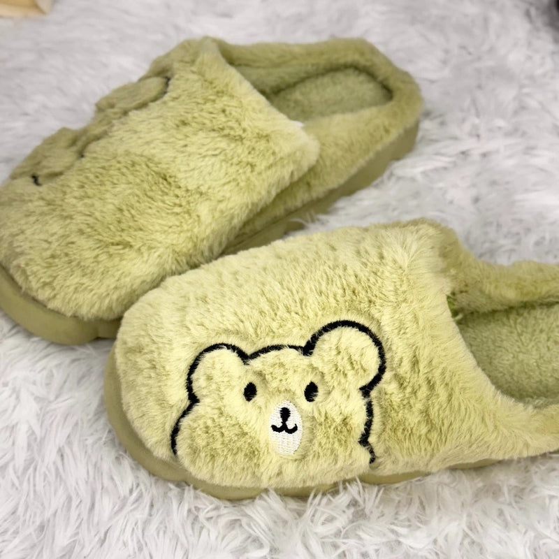Pantufa Ursinho de Inverno Peluciada Antiderrapante